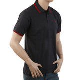 Men's Half Sleeves with Logo Ban Collar Polo T-Shirt - Grey, Men, T-Shirts And Polos, Chase Value, Chase Value