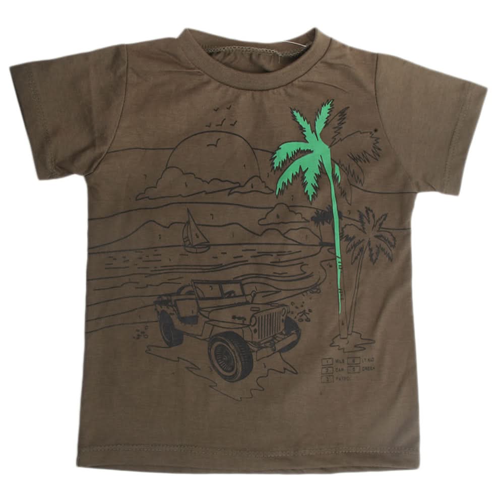 Boys Printed Half Sleeves T-Shirt 4742 - Dark Green, Kids, Boys T-Shirts, Chase Value, Chase Value