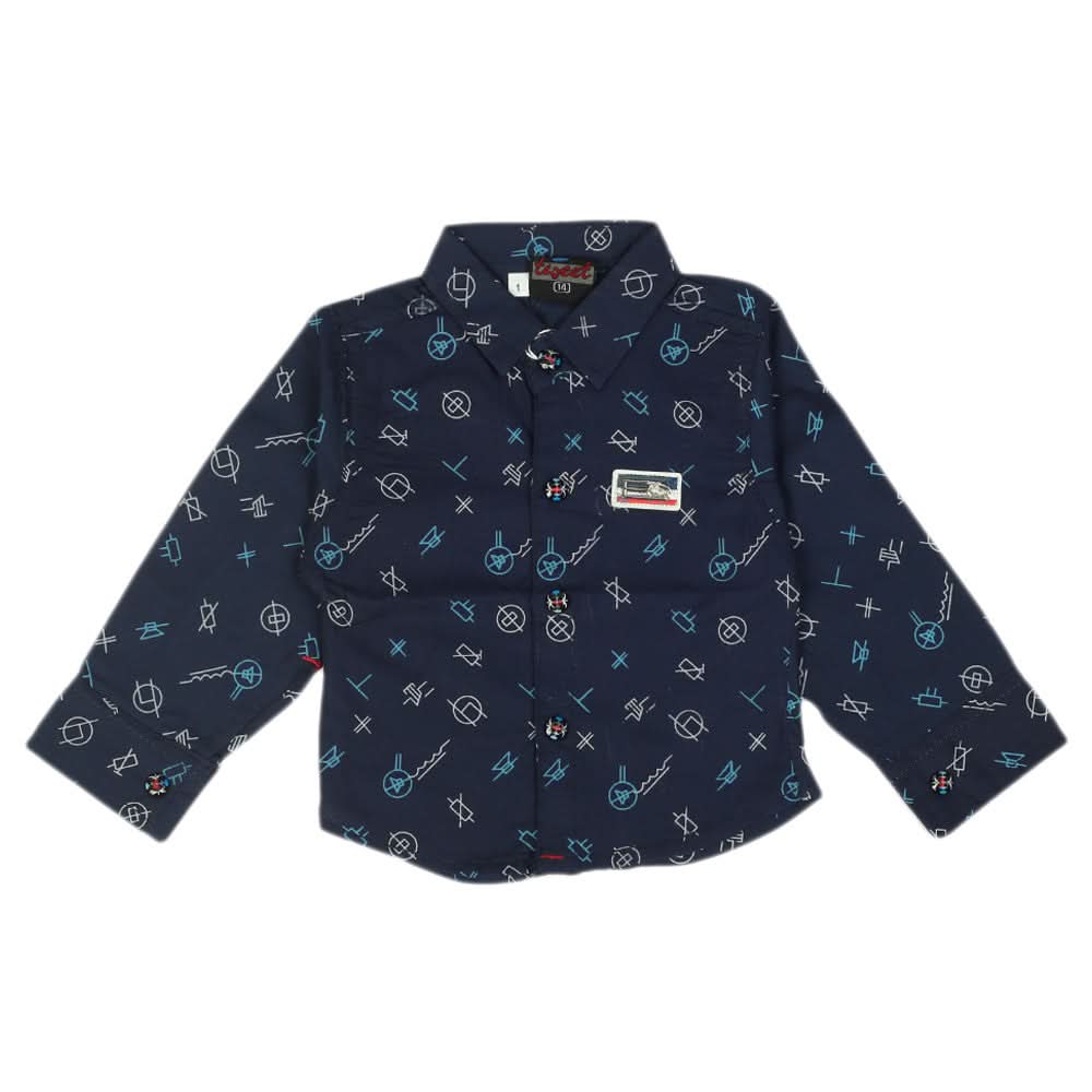 Newborn Boys Full Sleeves Shirt - Navy Blue, Newborn Boys Shirts & T-Shirts, Chase Value, Chase Value