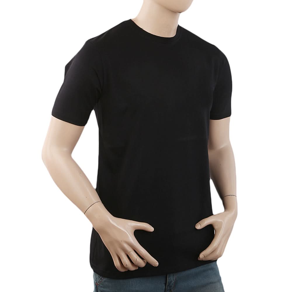Men's Half Sleeves with Logo T-Shirt - Black, Men, T-Shirts And Polos, Chase Value, Chase Value