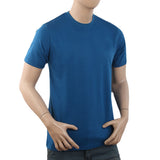 Men's Half Sleeves with Logo T-Shirt - Steel Blue, Men, T-Shirts And Polos, Chase Value, Chase Value