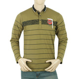 Men's Full Sleeves Sherwani Collar T-Shirt - Olive Green, Men, T-Shirts And Polos, Chase Value, Chase Value