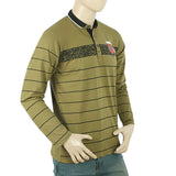 Men's Full Sleeves Sherwani Collar T-Shirt - Olive Green, Men, T-Shirts And Polos, Chase Value, Chase Value