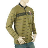 Men's Full Sleeves Sherwani Collar T-Shirt - Olive Green, Men, T-Shirts And Polos, Chase Value, Chase Value