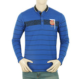 Men's Full Sleeves Sherwani Collar T-Shirt - Royal Blue, Men, T-Shirts And Polos, Chase Value, Chase Value