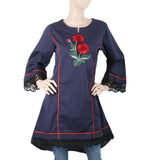 Women's Embroidered Kurti With Tape - Navy Blue, Women, Ready Kurtis, Chase Value, Chase Value