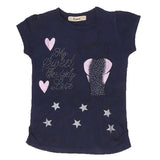 Girls Half Sleeve Fancy T-Shirt - Navy Blue - test-store-for-chase-value