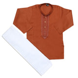 Boys Embroidered Kurta Shalwar Suit - Dark Brown, Kids, Boys Shalwar Kameez, Chase Value, Chase Value