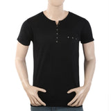 Men's Half Sleeves Y-Stud Fancy T-Shirt - Black, Men, T-Shirts And Polos, Chase Value, Chase Value