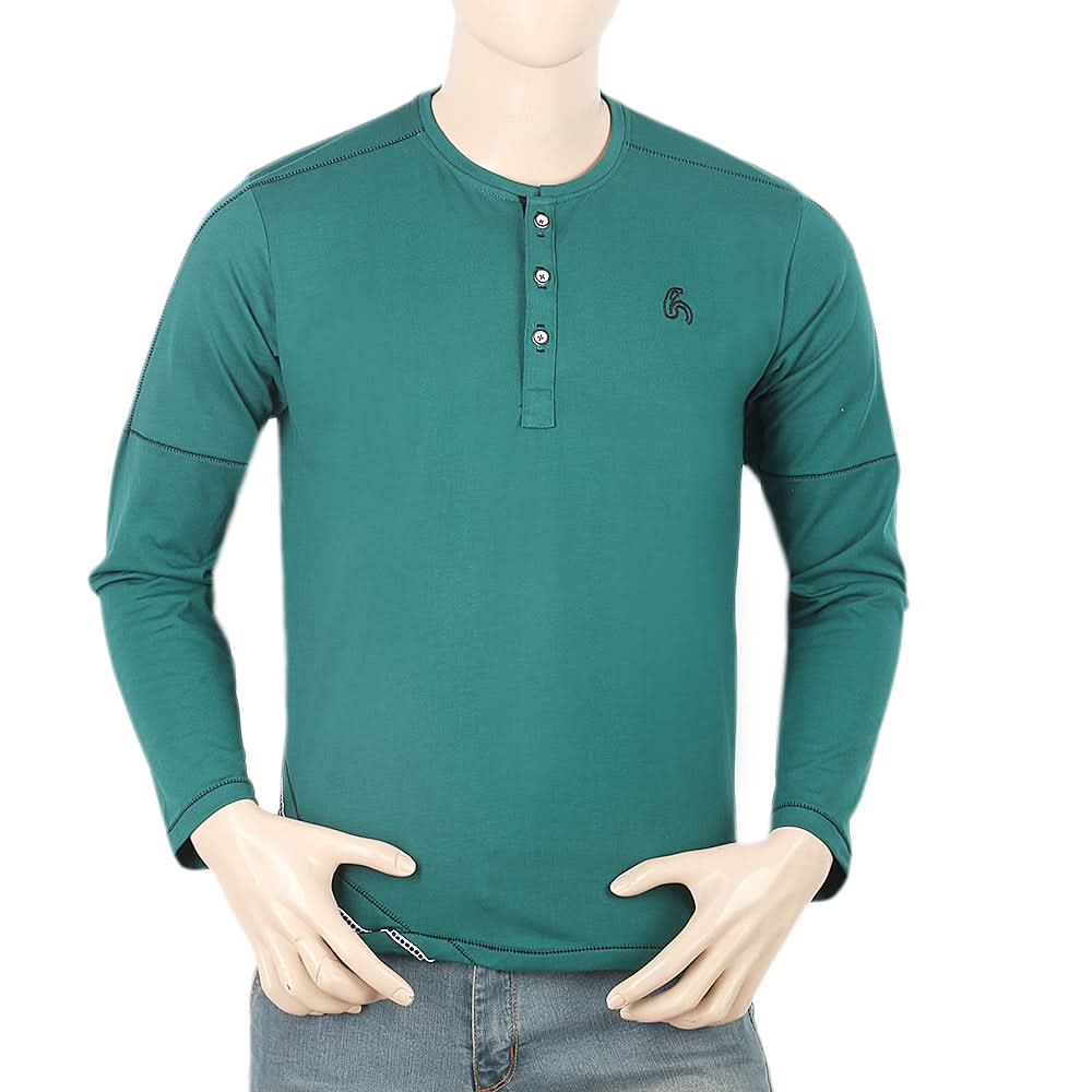 Men's Full Sleeves Round Neck T-Shirt - Dark Green, Men, T-Shirts And Polos, Chase Value, Chase Value