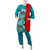 Women's Embroidered 3 Pcs Cotton Suit - Sea Green, Women, Shalwar Suits, Chase Value, Chase Value
