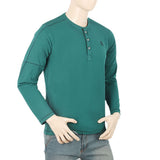 Men's Full Sleeves Round Neck T-Shirt - Dark Green, Men, T-Shirts And Polos, Chase Value, Chase Value