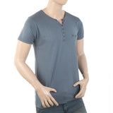 Men's Half Sleeves Y-Stud Fancy T-Shirt - Grey, Men, T-Shirts And Polos, Chase Value, Chase Value