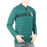 Men's Full Sleeves Sherwani Collar T-Shirt - Dark Green, Men, T-Shirts And Polos, Chase Value, Chase Value