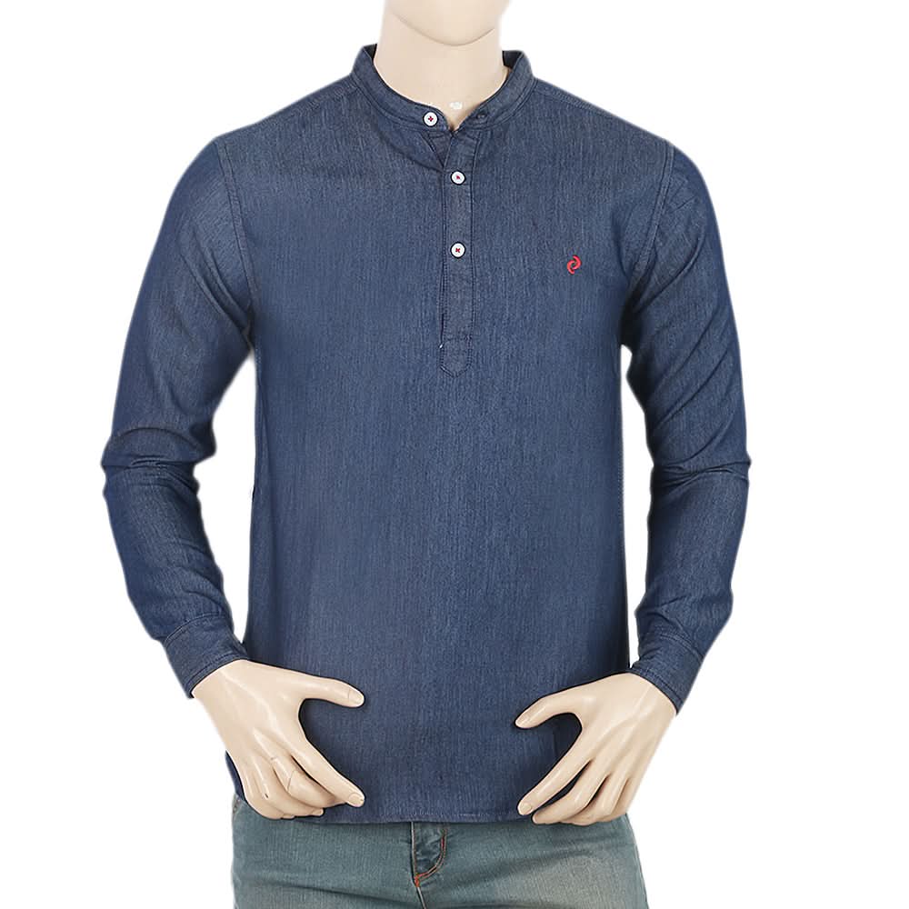 Men's Casual Kurta Collor Shirt - Dark Blue, Men, Shirts, Chase Value, Chase Value