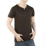 Men's Half Sleeves Y-Stud Fancy T-Shirt - Olive Green, Men, T-Shirts And Polos, Chase Value, Chase Value