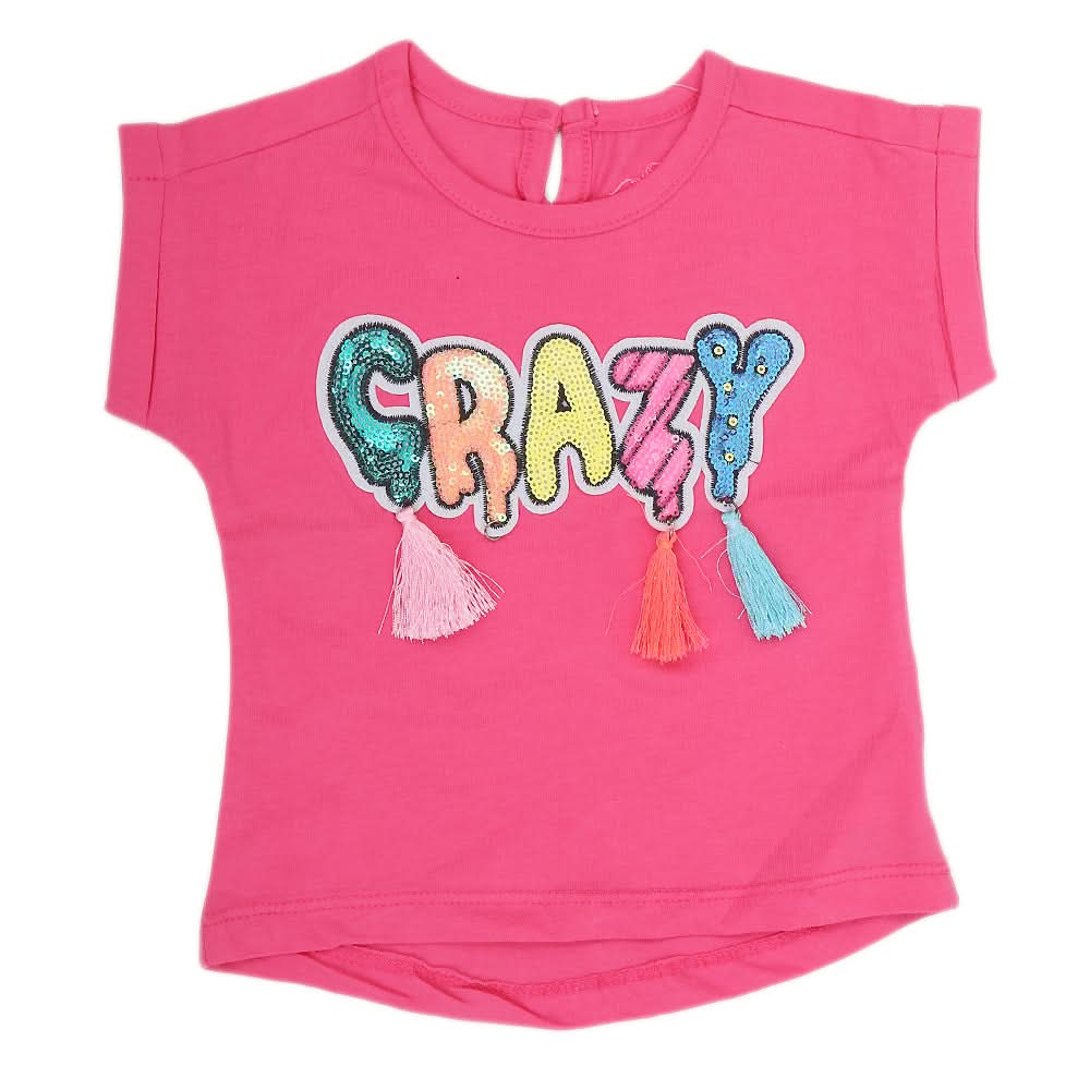 Newborn Girl Half Sleeves T-Shirt - Dark Pink, Kids, NB Girls T-Shirts, Chase Value, Chase Value