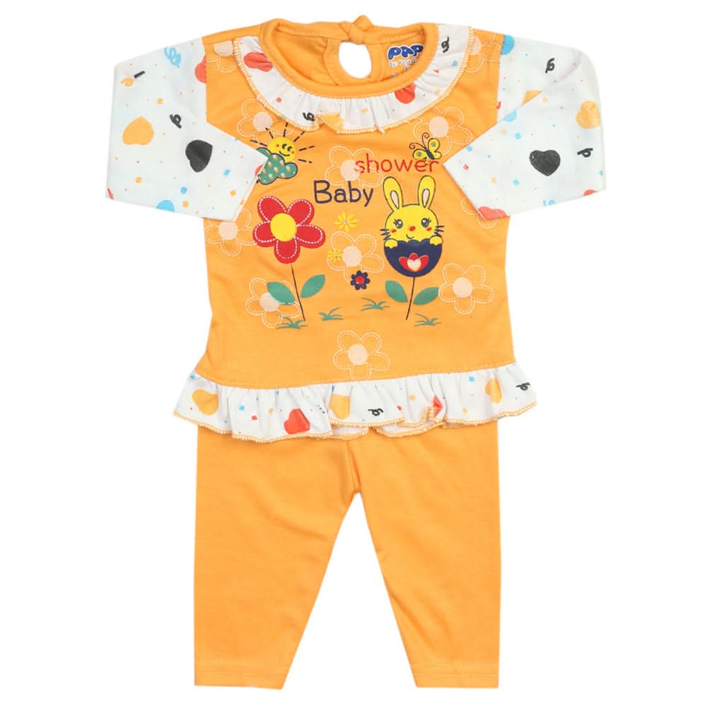 Newborn Girls Full Sleeves Suit - Peach, Newborn Girls Sets & Suits, Chase Value, Chase Value