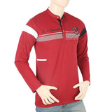 Men's Full Sleeves Sherwani Collar T-Shirt - Maroon, Men, T-Shirts And Polos, Chase Value, Chase Value