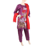 Women's Embroidered 3 Pcs Cotton Suit - Dark Purple, Women, Shalwar Suits, Chase Value, Chase Value