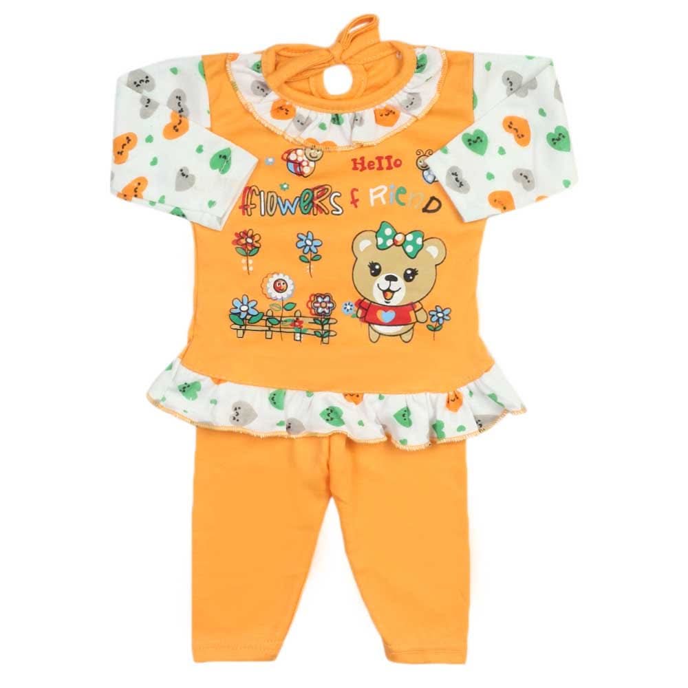 Newborn Girls Full Sleeves Suit - Peach, Newborn Girls Sets & Suits, Chase Value, Chase Value