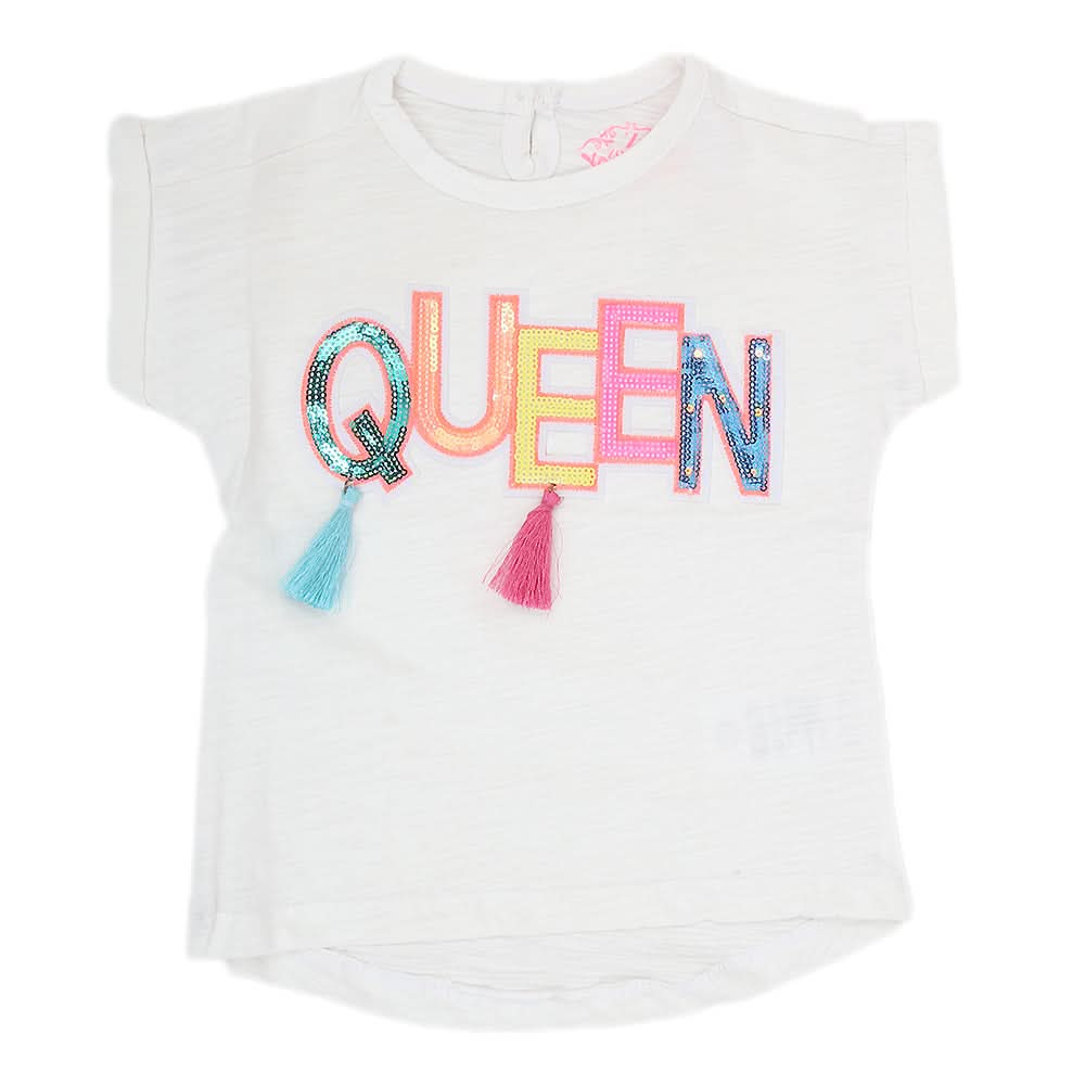 Newborn Girl Half Sleeves T-Shirt - White, Kids, NB Girls T-Shirts, Chase Value, Chase Value