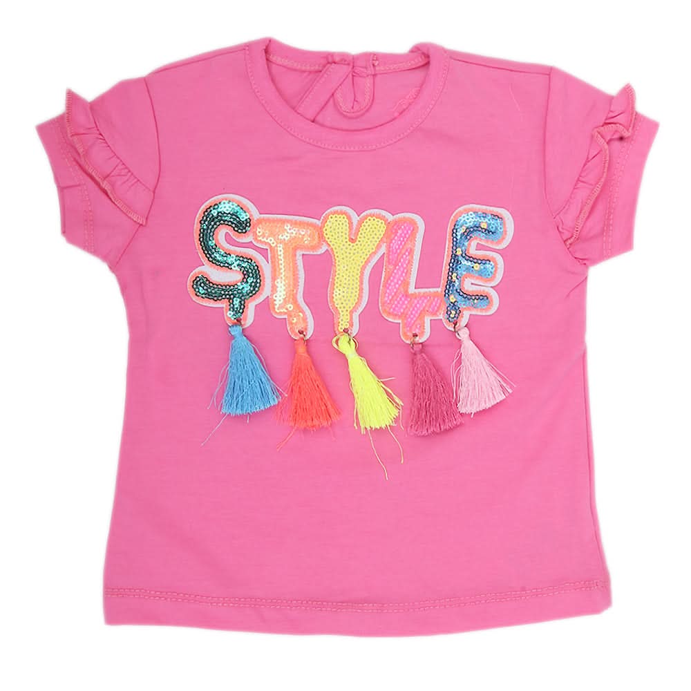 Newborn Girl Half Sleeves T-Shirt - Pink, Kids, NB Girls T-Shirts, Chase Value, Chase Value