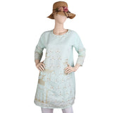 Women's Fancy Embroidered Kurti - Cyan, Women, Ready Kurtis, Chase Value, Chase Value