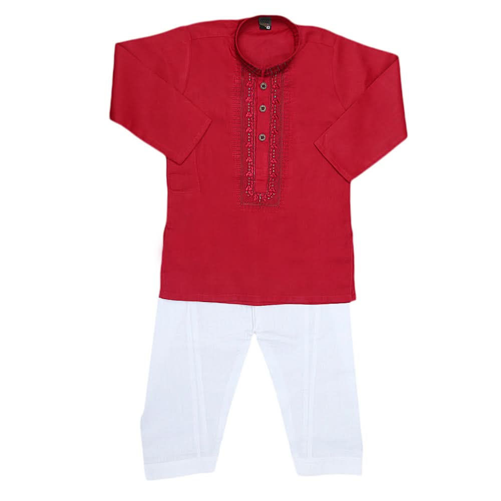 Boys Embroidered Kurta Shalwar Suit - Maroon, Kids Clothes & Accessories, Chase Value, Chase Value