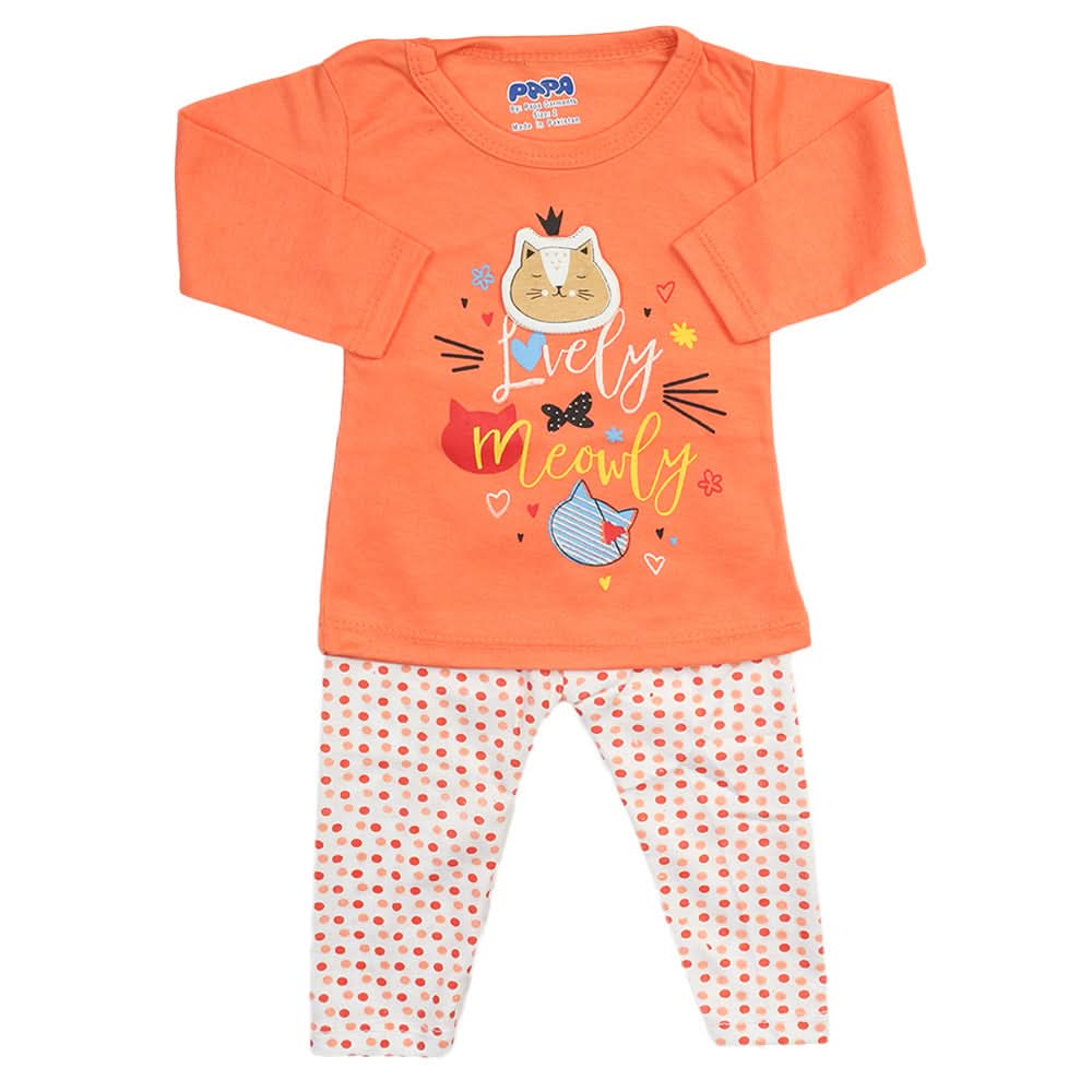 Newborn Girls Full Sleeves Suit - Peach, Newborn Girls Sets & Suits, Chase Value, Chase Value