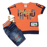 Boys Half Sleeves Denim Suit - Orange, Kids, Boys Sets And Suits, Chase Value, Chase Value