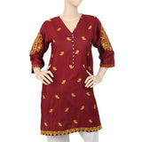Women's Embroidered Kurti - Maroon, Women, Ready Kurtis, Chase Value, Chase Value