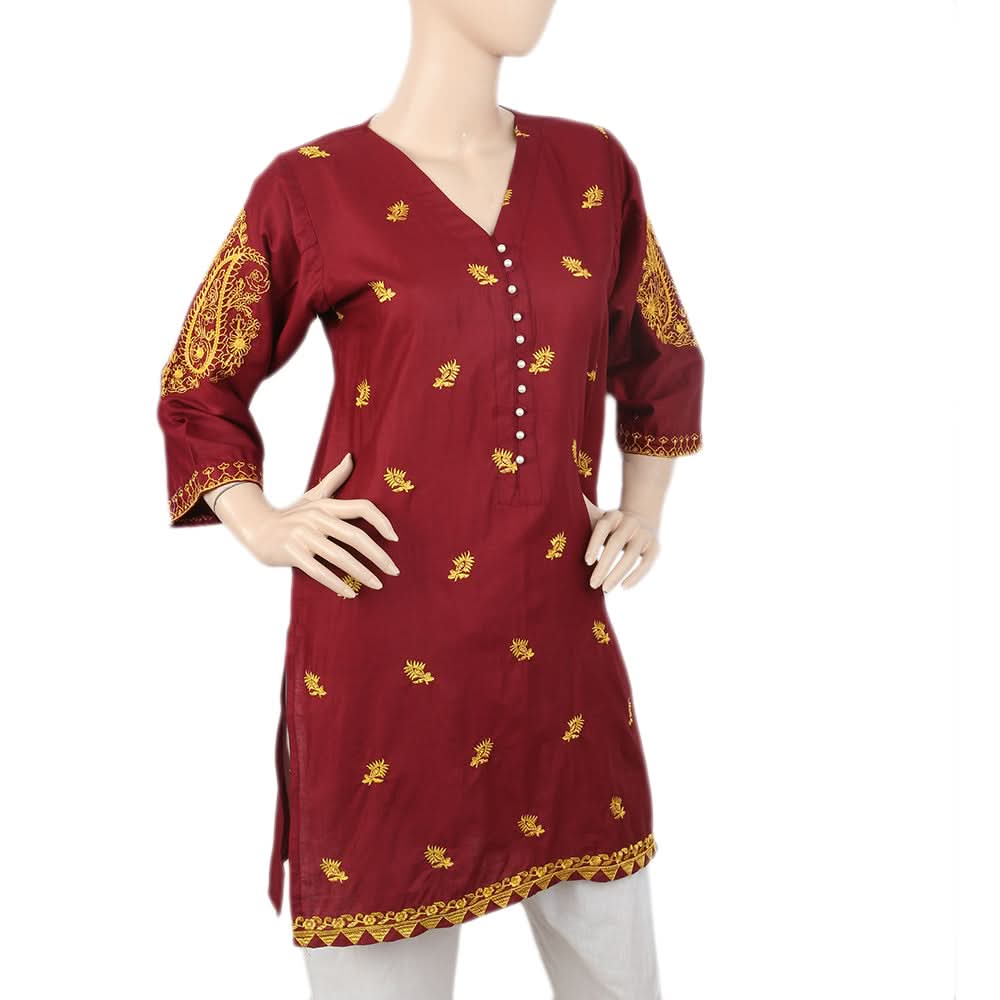 Women's Embroidered Kurti - Maroon, Women, Ready Kurtis, Chase Value, Chase Value