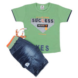 Boys Half Sleeves Denim Suit - Green, Kids, Boys Sets And Suits, Chase Value, Chase Value