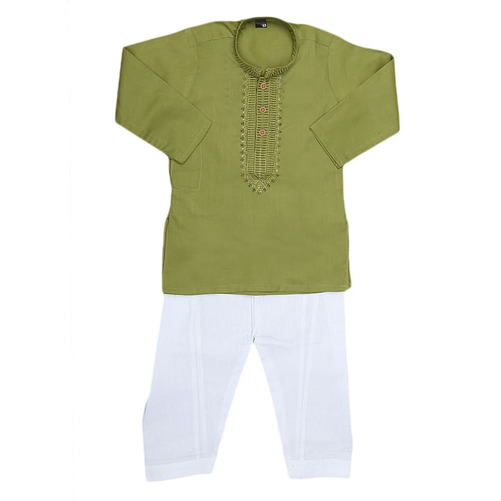 Boys Embroidered Kurta Shalwar Suit - Green, Kids, Boys Shalwar Kameez, Chase Value, Chase Value