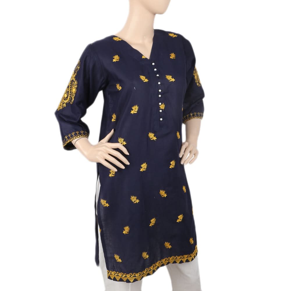 Women's Embroidered Kurti - Navy Blue, Women, Ready Kurtis, Chase Value, Chase Value