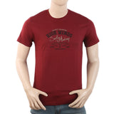 Men's Round Neck Half Sleeves T-Shirt - Maroon, Men, T-Shirts And Polos, Chase Value, Chase Value