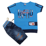 Boys Half Sleeves Denim Suit - Blue, Kids, Boys Sets And Suits, Chase Value, Chase Value