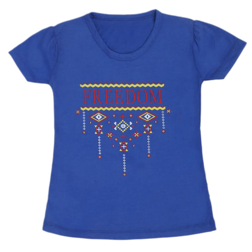 Girls Half Sleeves T-Shirt - Royal Blue, Kids, Girls T-Shirts, Chase Value, Chase Value