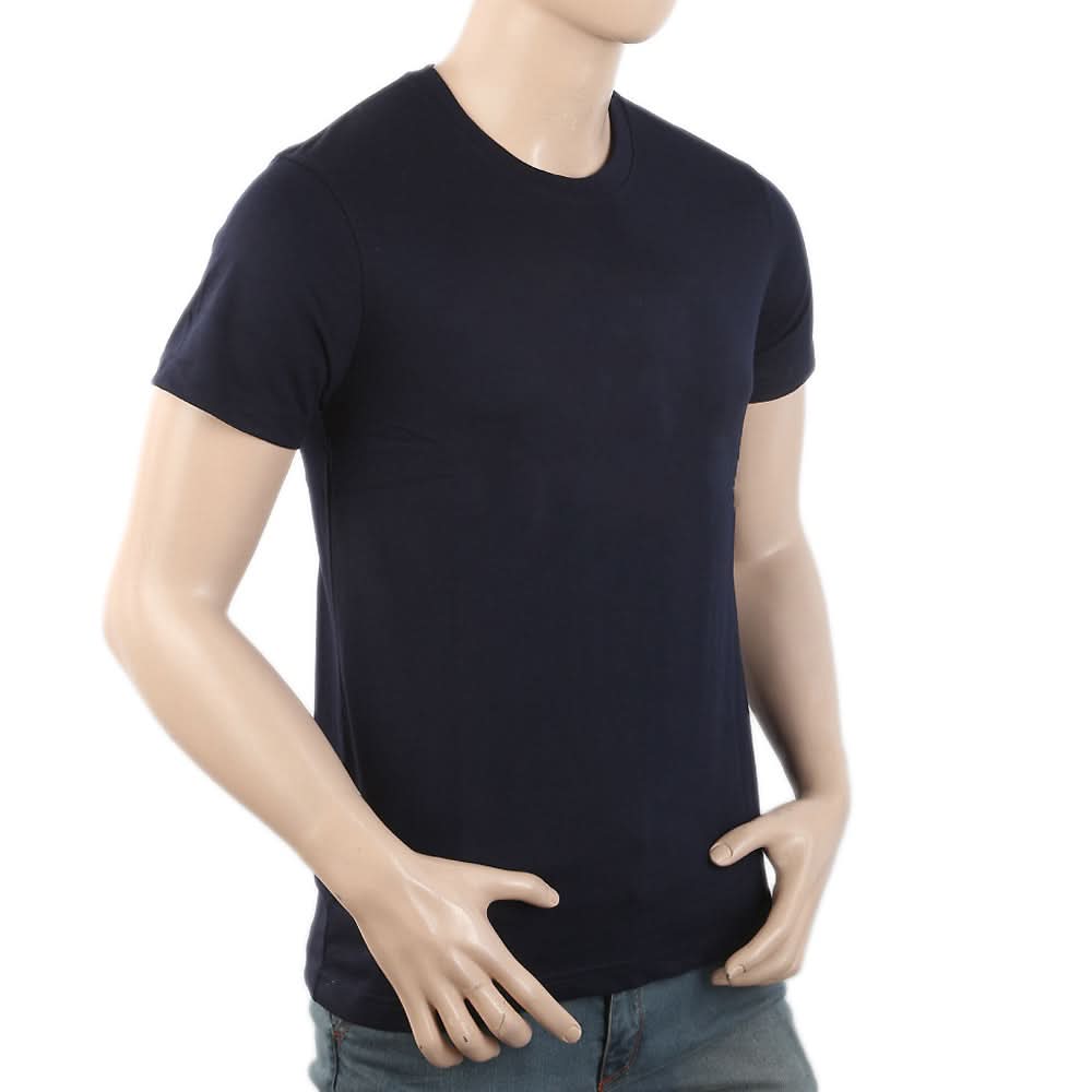 Men's Round Neck Half Sleeves T-Shirt - Navy Blue, Men, T-Shirts And Polos, Chase Value, Chase Value