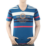 Men's Half Sleeves Placket T-Shirt - Steel Blue, Men, T-Shirts And Polos, Chase Value, Chase Value