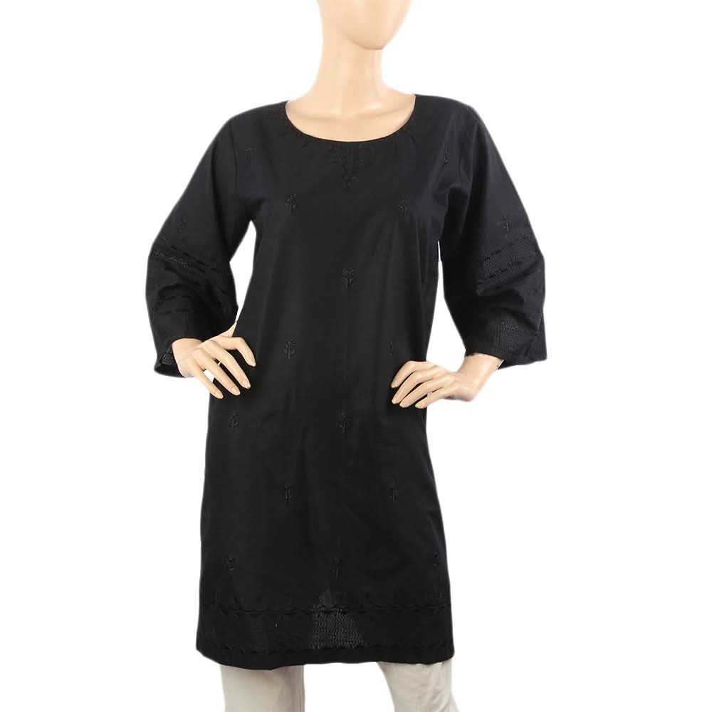 Women's Embroidered Kurti - Black, Women Ready Kurtis, Chase Value, Chase Value