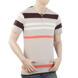 Men's Half Sleeves Placket T-Shirt - Beige, Men, T-Shirts And Polos, Chase Value, Chase Value