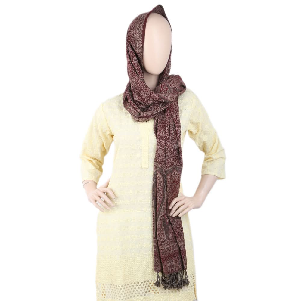 Women's 4 Border Stoler - Maroon, Women, Shawls And Scarves, Chase Value, Chase Value