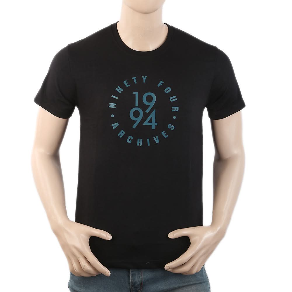 Men's T-Shirt Round Neck Half Sleeves - Black, Men, T-Shirts And Polos, Chase Value, Chase Value