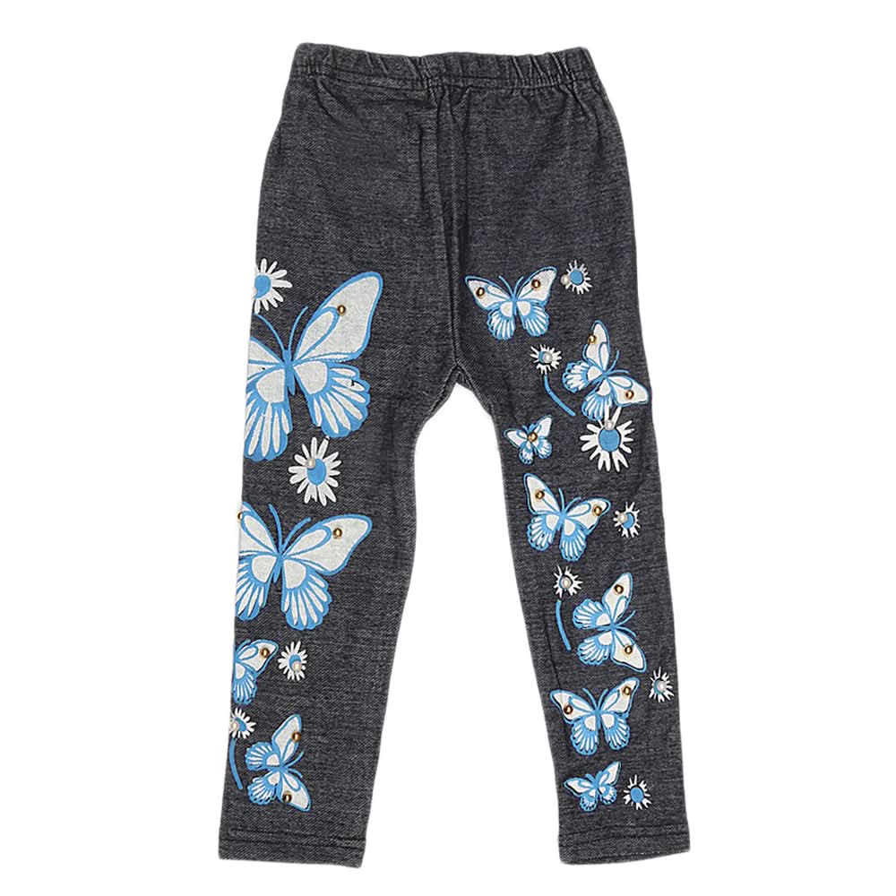 Girls Denim Print Tight - Blue, Kids, Girls Pants And Capri, Chase Value, Chase Value
