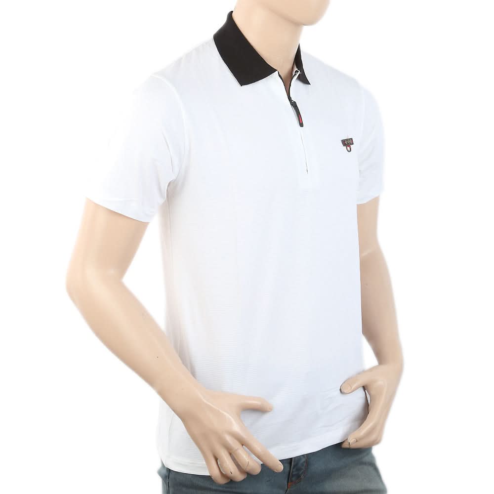 Men's Half Sleeves Polo T-Shirt - White, Men, T-Shirts And Polos, Chase Value, Chase Value