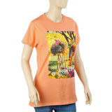 Women Half Sleeves Digital Print T-Shirt - Peach, Women T-Shirts & Tops, Chase Value, Chase Value