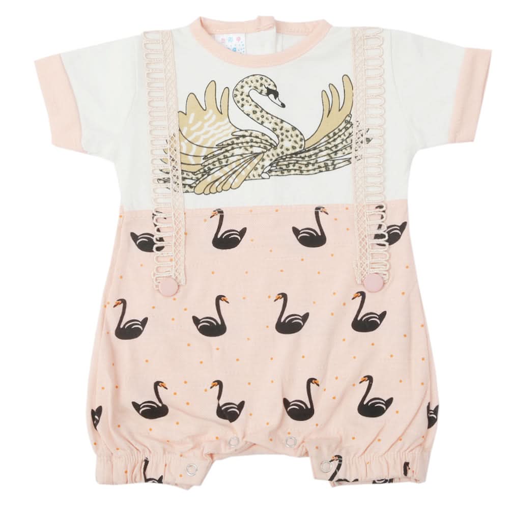Newborn Girls Half Sleeves Romper - Peach, Kids, Newborn Girls Rompers, Chase Value, Chase Value