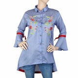 Women's Embroidered Casual Shirt - Blue, Women, T-Shirts And Tops, Chase Value, Chase Value